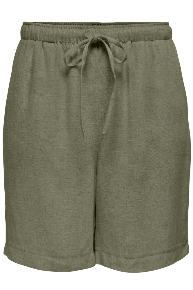 ONLSIESTA MW PULL-UP LIN BL SHORTS 15333032 DEEP LICHEN GREEN